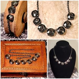 Round dark glass "stone-like" necklace